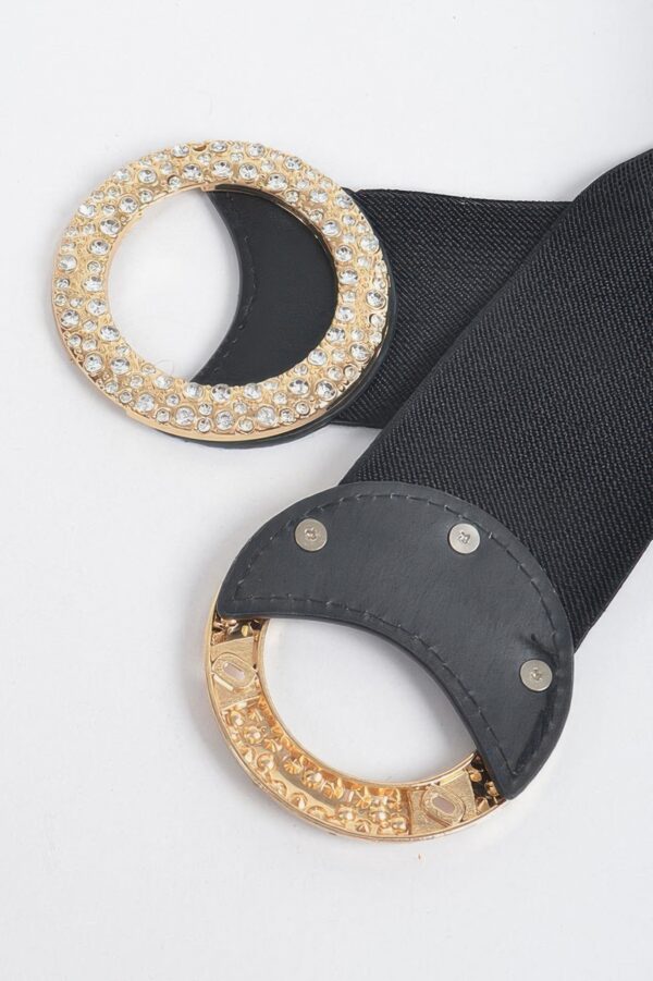Plus-Size Elastic Belt with Rhinestone Buckle