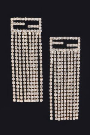 Rhinestone Fringe Earrings – Elongated Sparkle Drop