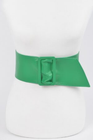 Faux Leather Wide Waist Belt – Structured Silhouette