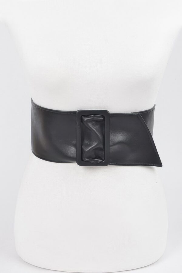 Faux Leather Wide Waist Belt – Structured Silhouette