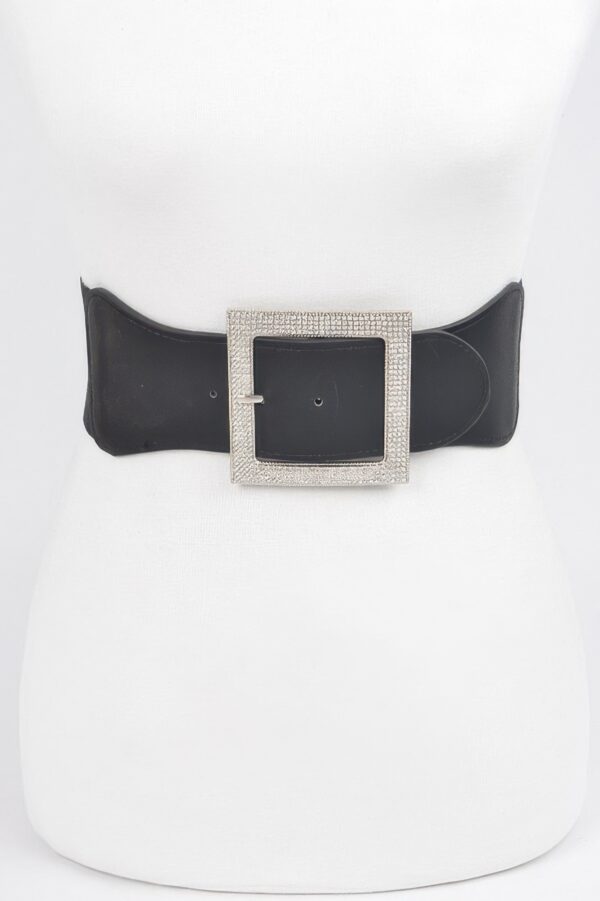 Rhinestone Buckle Elastic Belt – 3.25in Wide