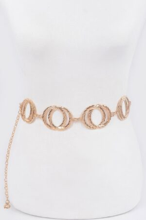 Melted Double-Ring Chain Belt – Sculptural Metallic