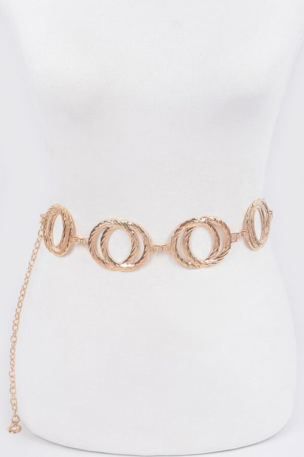 Melted Double-Ring Chain Belt – Sculptural Metallic