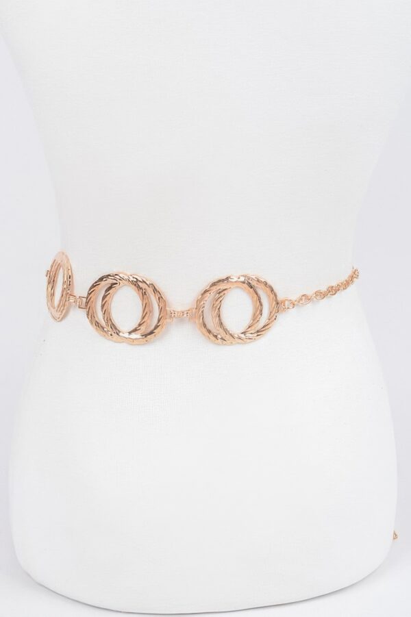 Melted Double-Ring Chain Belt – Sculptural Metallic