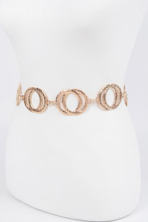 Melted Double-Ring Chain Belt – Sculptural Metallic