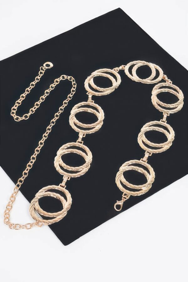 Melted Double-Ring Chain Belt – Sculptural Metallic