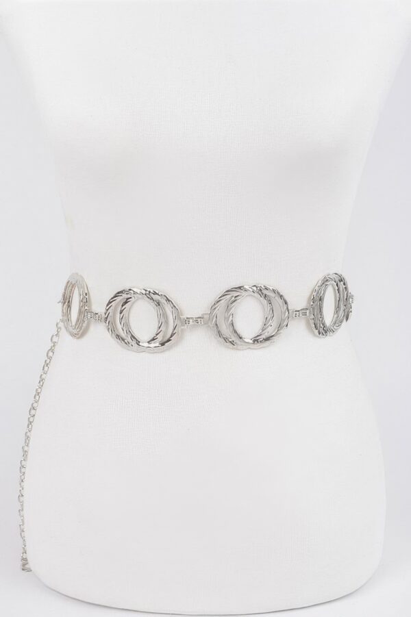 Melted Double-Ring Chain Belt – Sculptural Metallic