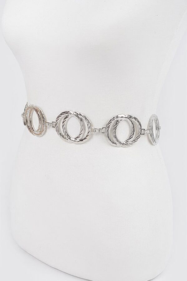 Melted Double-Ring Chain Belt – Sculptural Metallic