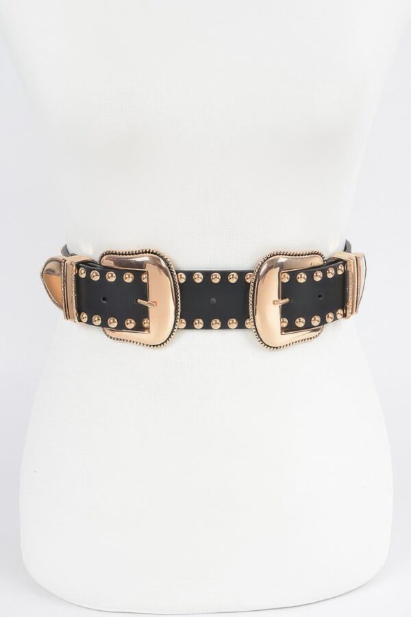 Studded Double-Buckle Waist Belt