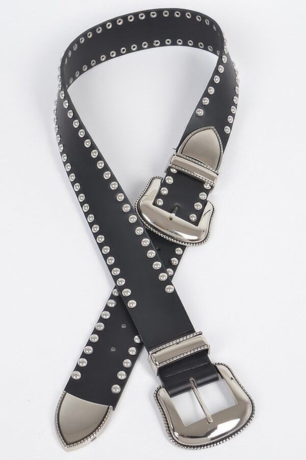 Studded Double-Buckle Waist Belt