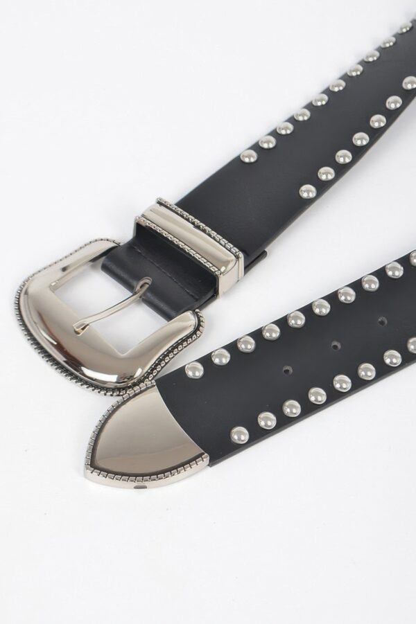 Studded Double-Buckle Waist Belt