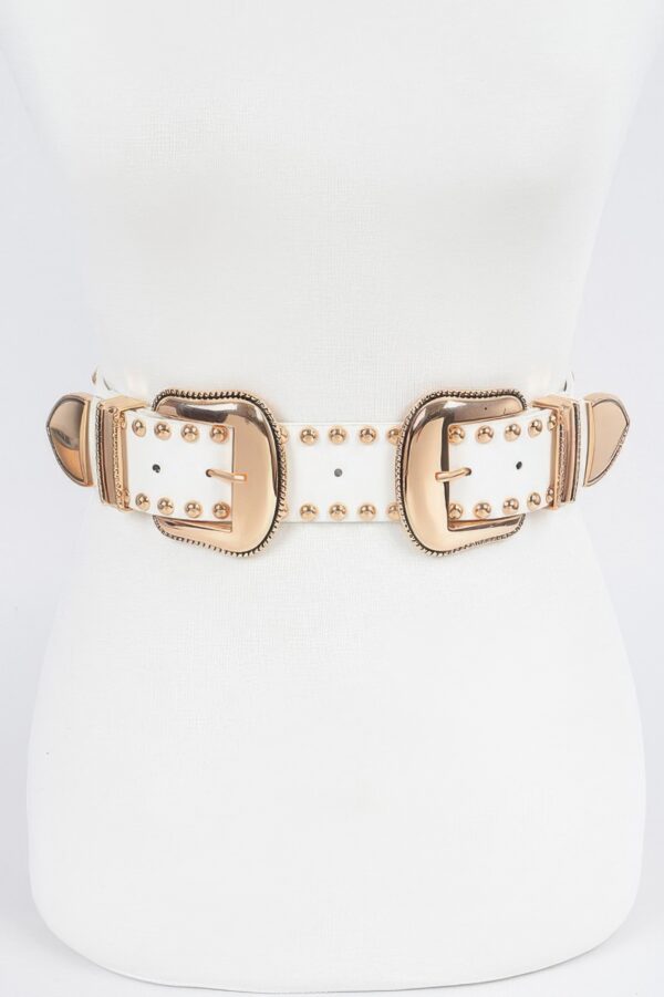 Studded Double-Buckle Waist Belt