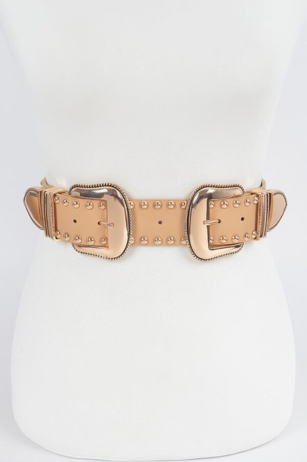 Studded Double-Buckle Waist Belt