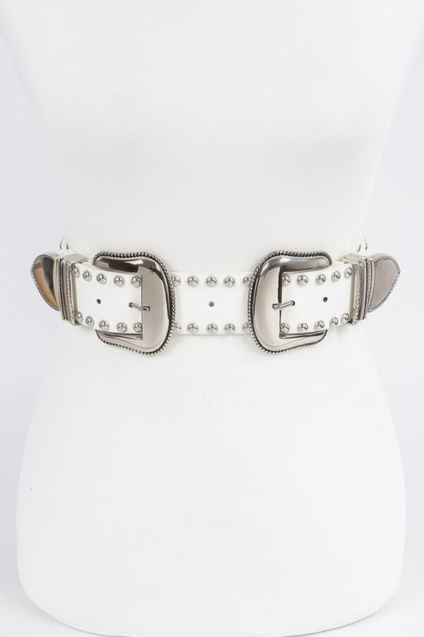 Studded Double-Buckle Waist Belt