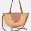 Faux Straw Crossbody Bag – Structured Textured Sling