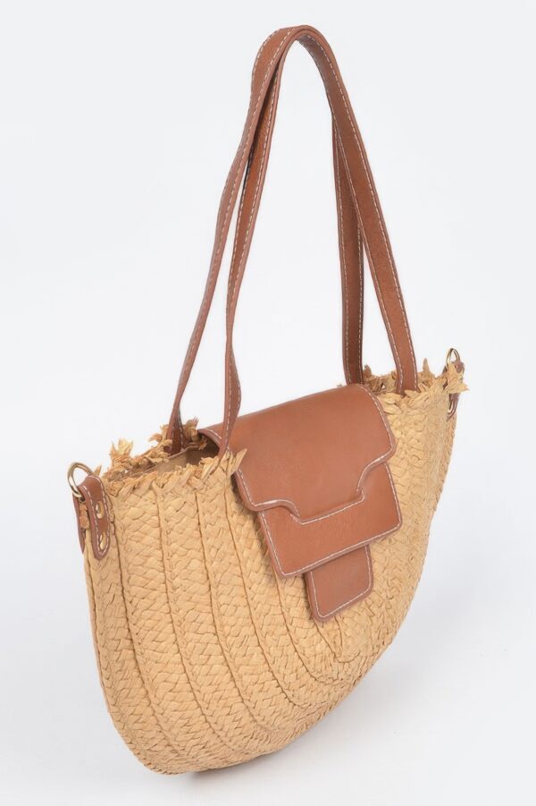 Faux Straw Crossbody Bag – Structured Textured Sling