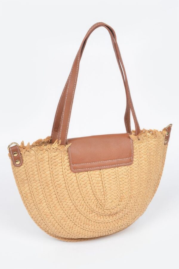 Faux Straw Crossbody Bag – Structured Textured Sling