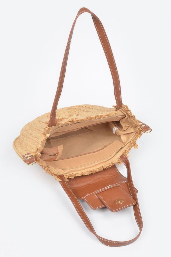 Faux Straw Crossbody Bag – Structured Textured Sling
