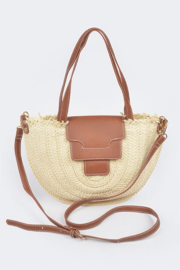 Faux Straw Crossbody Bag – Structured Textured Sling