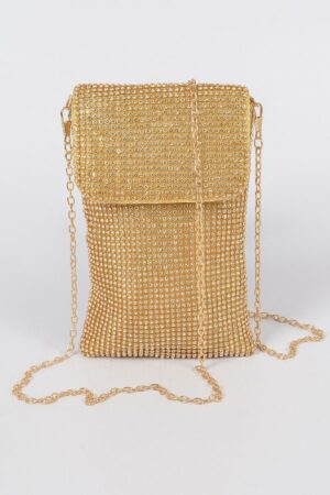 Mini Rhinestone Rectangular Clutch – Mixed Metal Trim