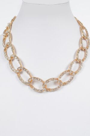 Oversized Stone-Accented Chain Necklace – 16 x 0.75 in