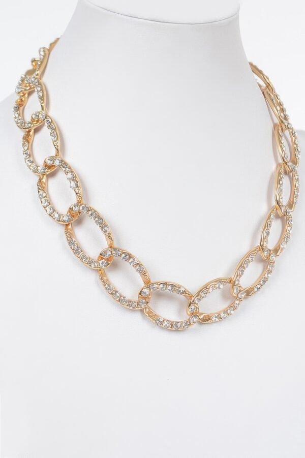 Oversized Stone-Accented Chain Necklace – 16 x 0.75 in