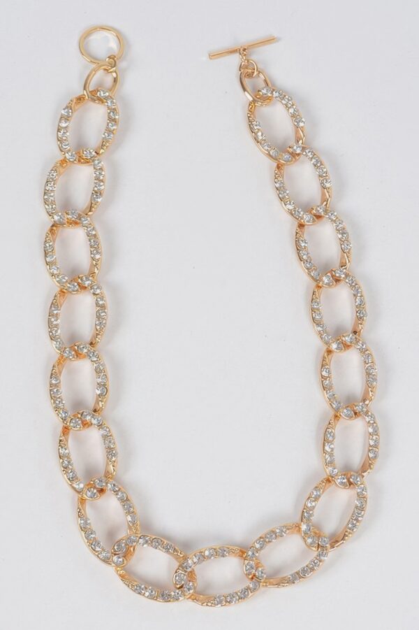 Oversized Stone-Accented Chain Necklace – 16 x 0.75 in