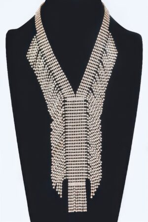 V-Shape Rhinestone Choker Necklace – Structured Silhouette