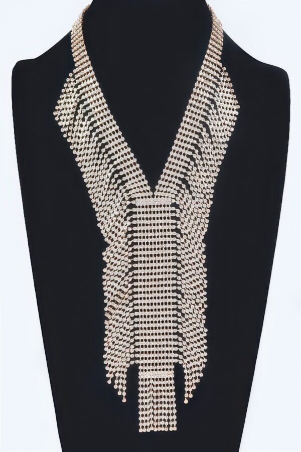 V-Shape Rhinestone Choker Necklace – Structured Silhouette