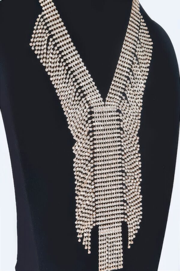 V-Shape Rhinestone Choker Necklace – Structured Silhouette