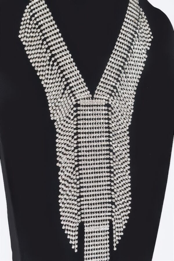 V-Shape Rhinestone Choker Necklace – Structured Silhouette