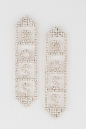 Boss Rhinestone Drop Earrings – Elongated Silhouette