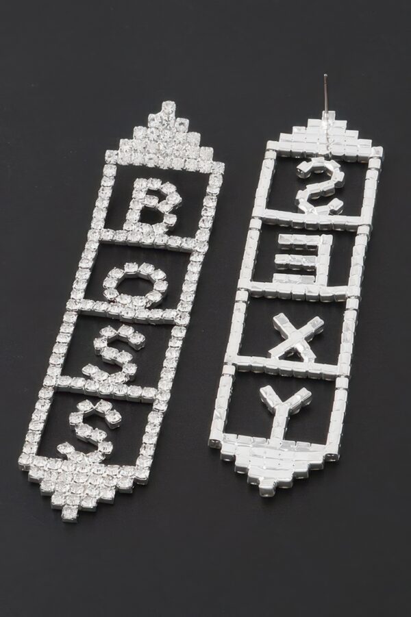 Boss Rhinestone Drop Earrings – Elongated Silhouette