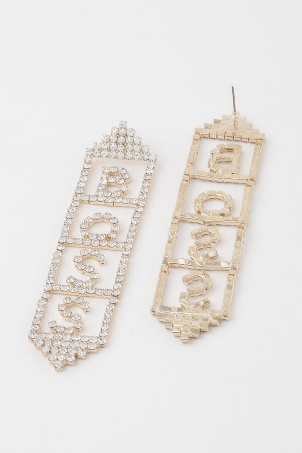 Boss Rhinestone Drop Earrings – Elongated Silhouette