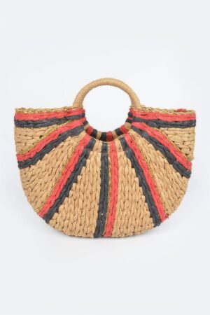 Two-Tone Straw Tote Bag – Lightweight Spacious Carryall