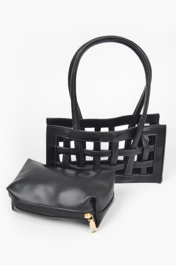 Woven Faux Leather Bag – Textured Structured Silhouette