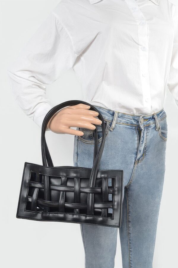 Woven Faux Leather Bag – Textured Structured Silhouette