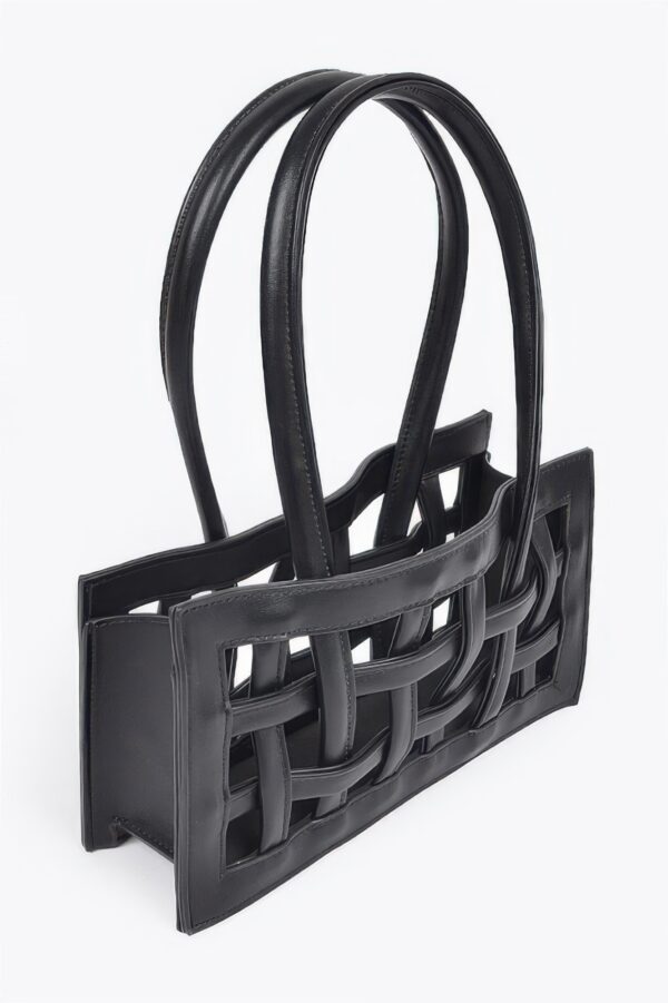 Woven Faux Leather Bag – Textured Structured Silhouette