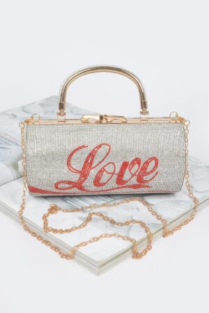 Rhinestone ‘Love’ Party Clutch – Sparkling Mini Evening Bag