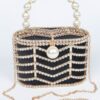 Rhinestone Embellished Metal Frame Clutch