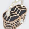 Rhinestone Embellished Metal Frame Clutch