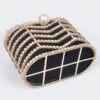 Rhinestone Embellished Metal Frame Clutch