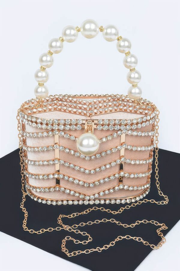 Rhinestone Embellished Metal Frame Clutch