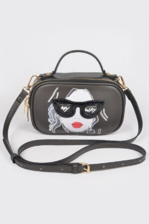 Structured Top-Handle Novelty Bag – Mixed Metal Accents