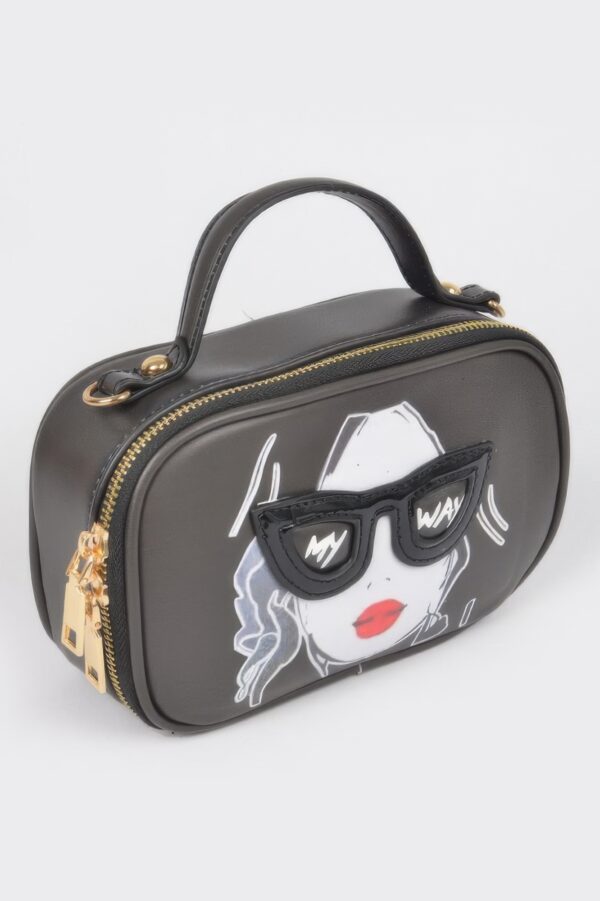 Structured Top-Handle Novelty Bag – Mixed Metal Accents