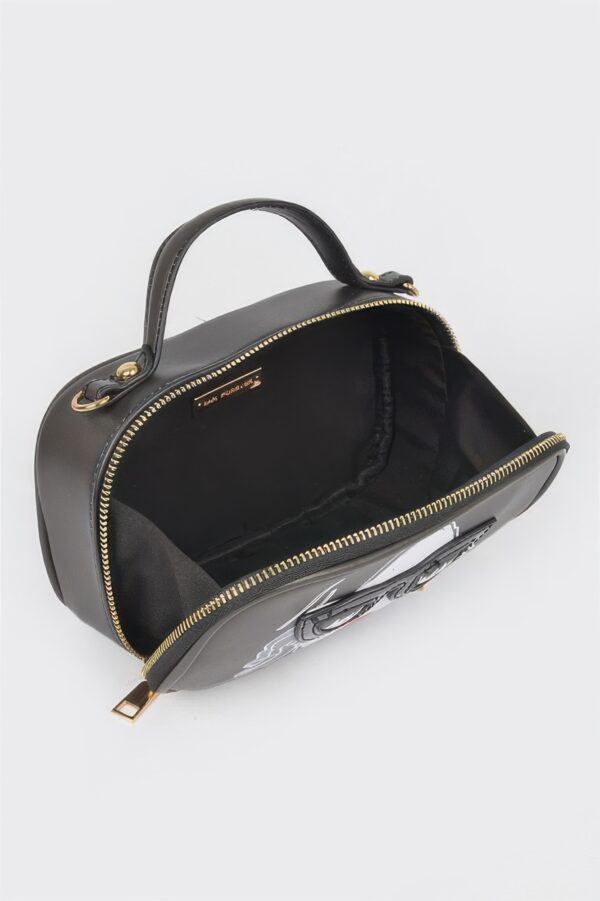 Structured Top-Handle Novelty Bag – Mixed Metal Accents
