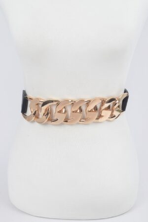 Plus-Size Stretch Belt with Oversized Chain Detail