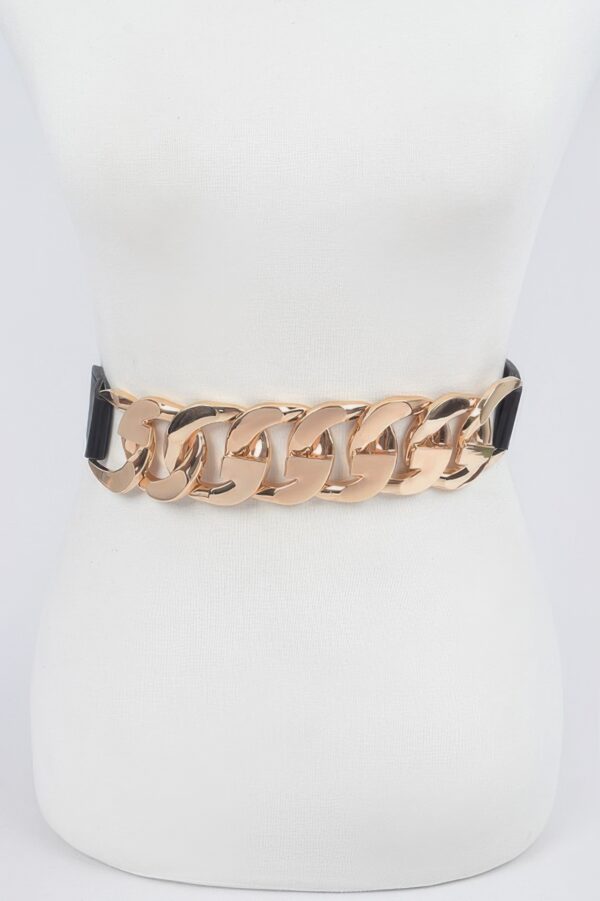 Plus-Size Stretch Belt with Oversized Chain Detail