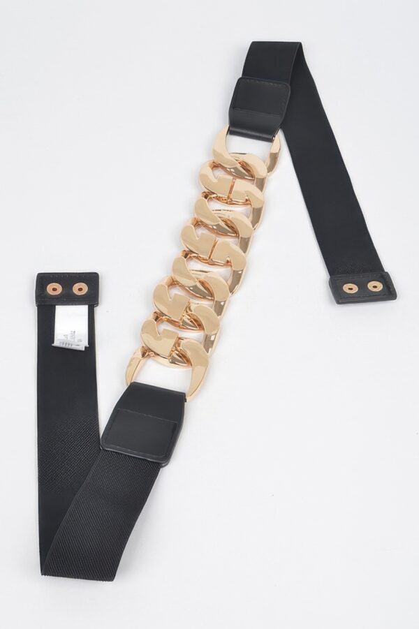 Plus-Size Stretch Belt with Oversized Chain Detail