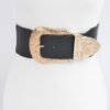 Plus-Size Wide Elastic Belt with Mixed-Metal Accents